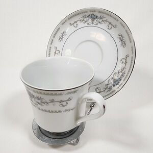 VINTAGE WADE "Diane" Fine Porcelain China Japan TEA CUP & SAUCER SET with Stand